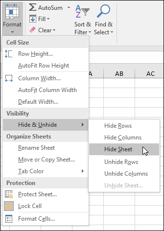 unhide column a in excel for mac